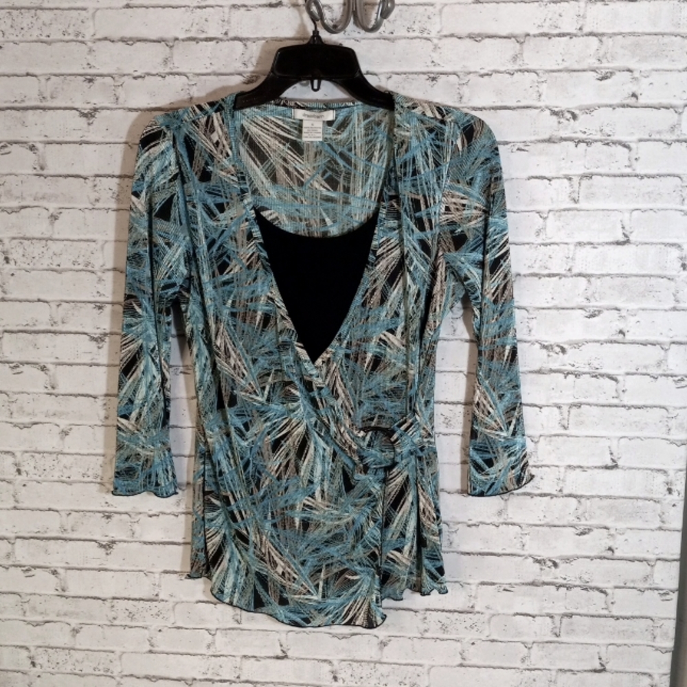 Pleated bell sleeve blouse with tie waist  SM